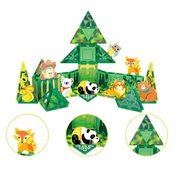 Magnet Tile Building Blocks Forest Animal Theme Toy Set