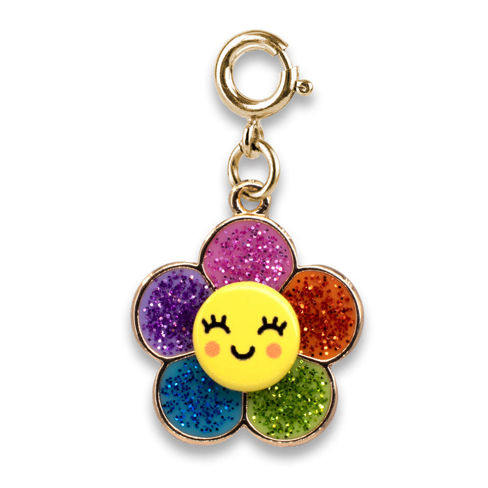 Charm It! Gold Glitter Happy Flower Charm xx