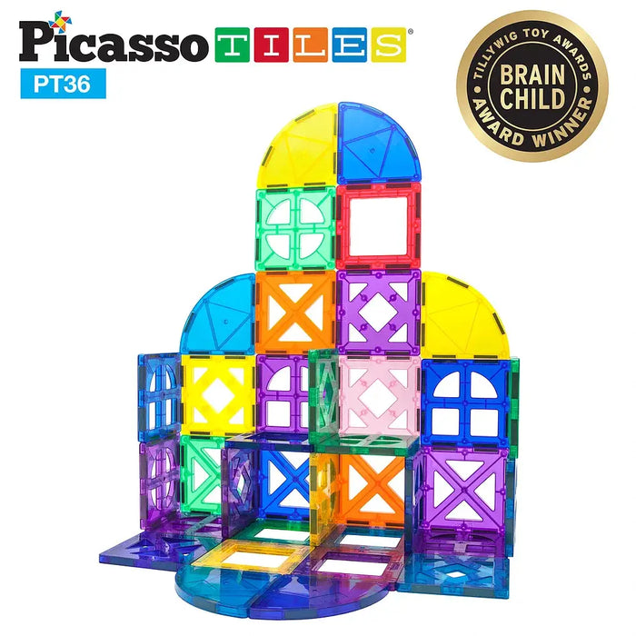 36pc Magnetic Building Block Quarter Circle and Window Set