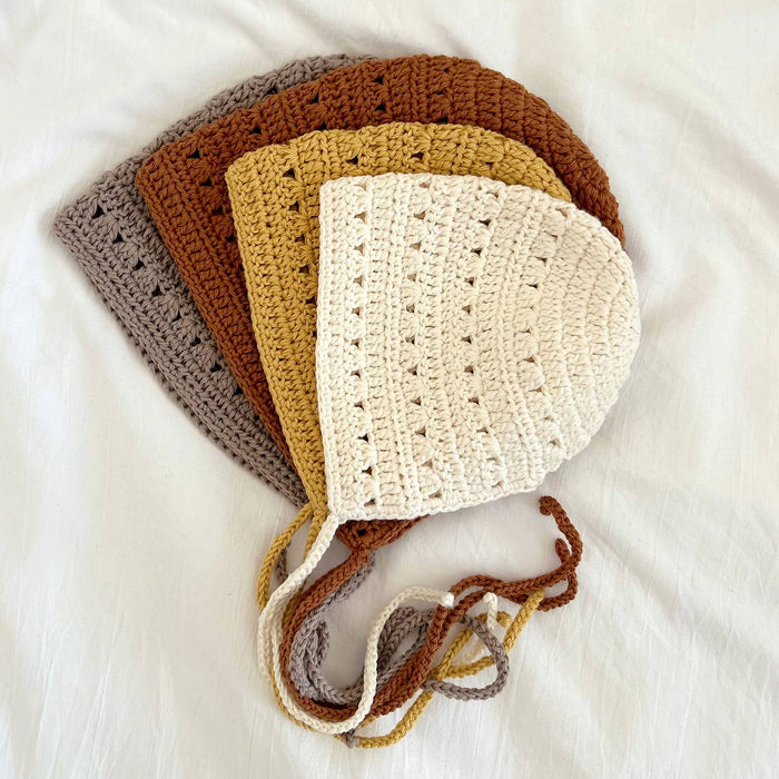 Crocheted Baby Toddler Bonnet Hat - Butterscotch