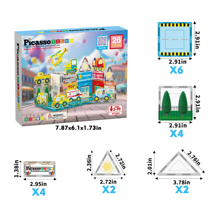 26pc Magnet Tile Building Blocks Metro City Themed