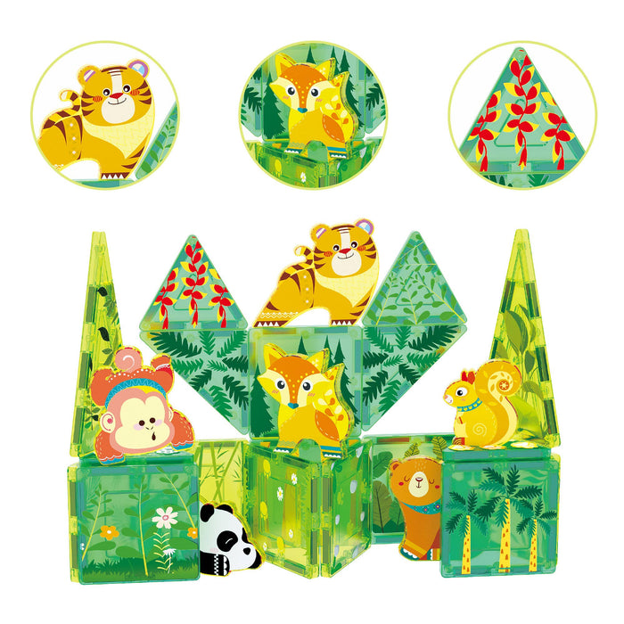 PicassoTiles 26 Piece Forest Animal Magnet Tile Set