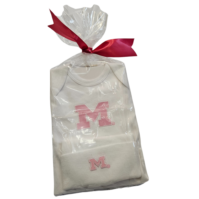 U of M Newborn Tee and Knit Cap Gift Set - Pink