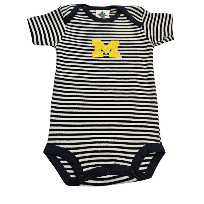 U of M Stripe Bodysuit- Navy/White