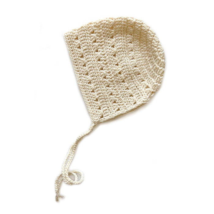 Crocheted Baby Toddler Bonnet Hat - Cream