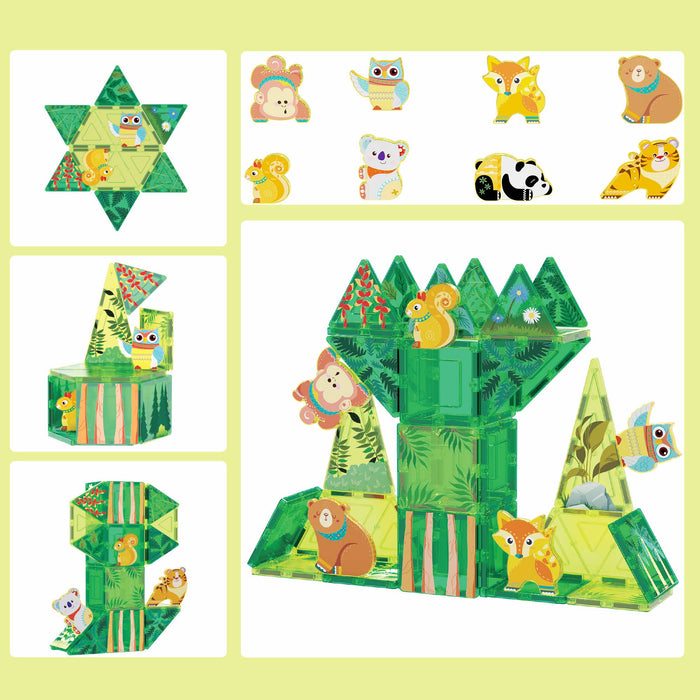 Magnet Tile Building Blocks Forest Animal Theme Toy Set