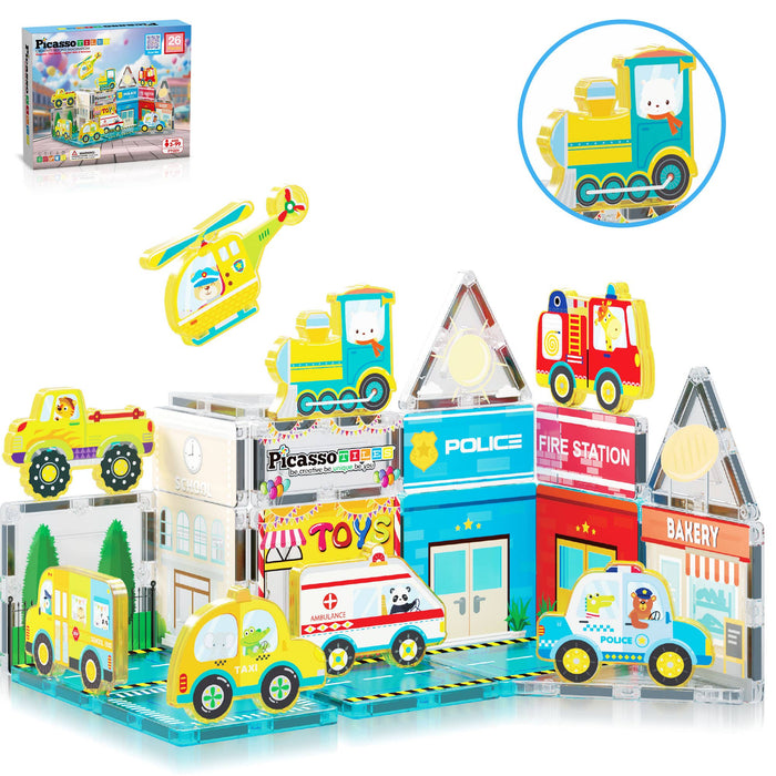 26pc Magnet Tile Building Blocks Metro City Themed