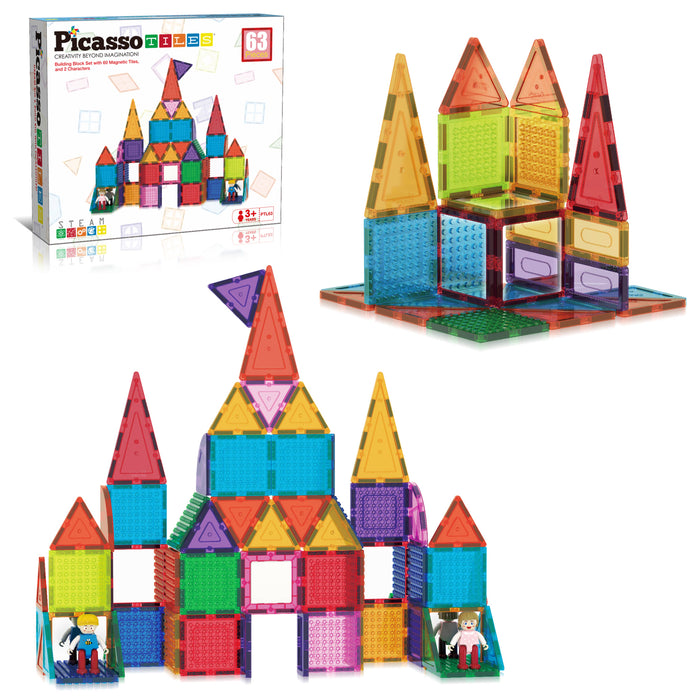 63pc Magnetic Building Tiles Toy Set