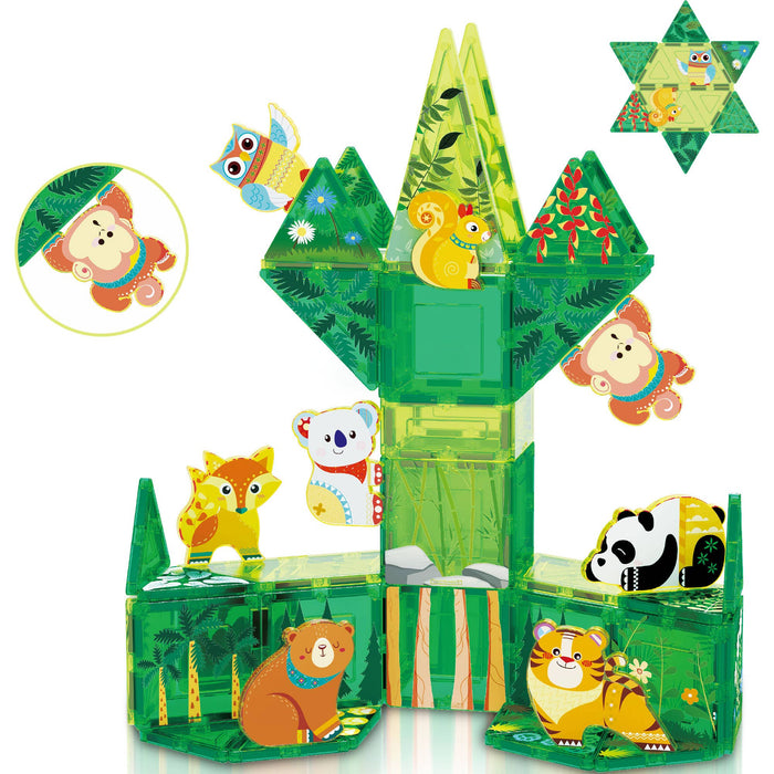 Magnet Tile Building Blocks Forest Animal Theme Toy Set