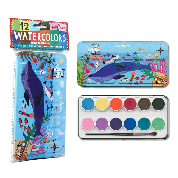 In The Sea 12 Watercolors Tin