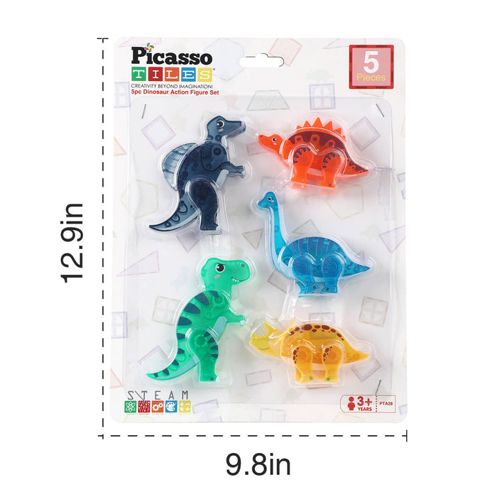 PicassoTiles 5pc Dinosaur Action Figure Toy Set - Kids