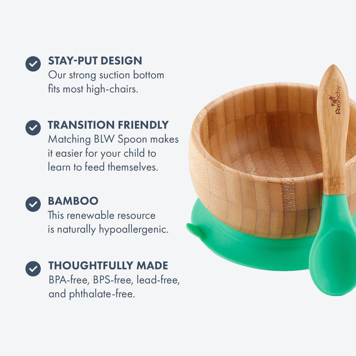 Bamboo Stay Put Suction Bowl + Spoon