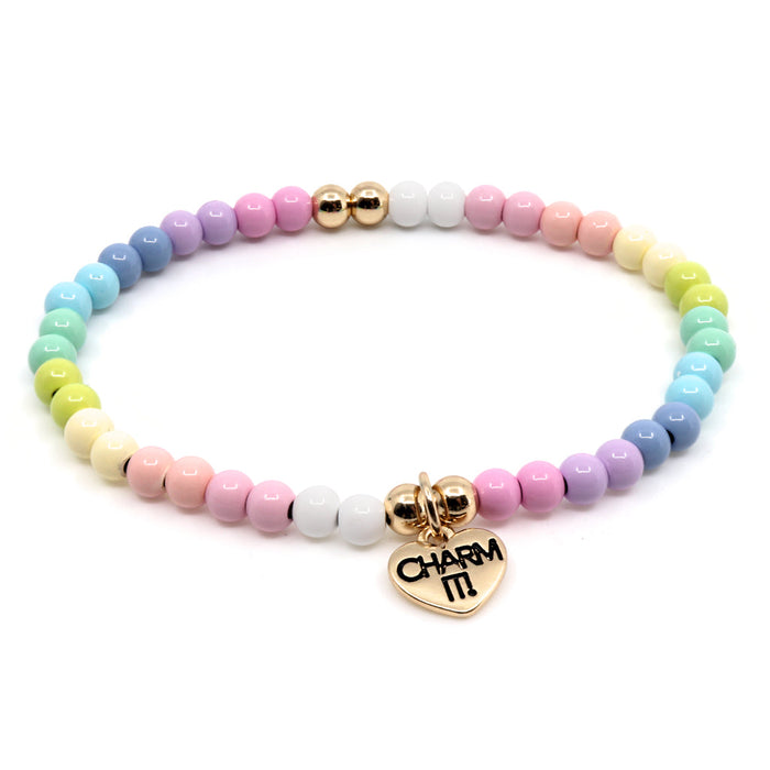 Charm It! Gold Pastel Stretch Bead Bracelet