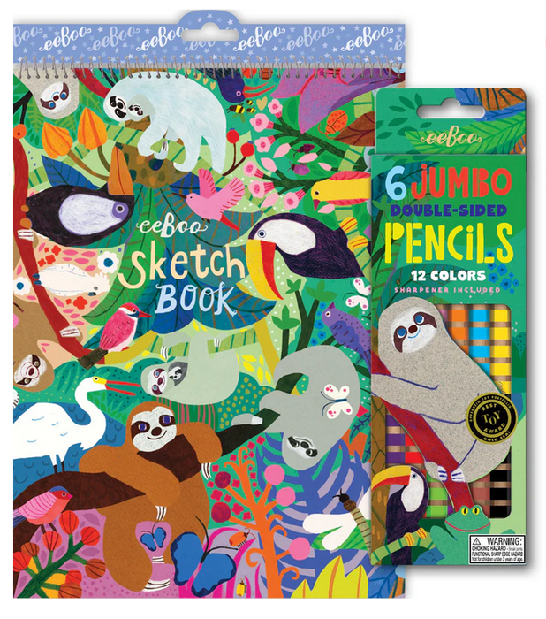 Sloths Sketchbook and Pencil Set Bundle