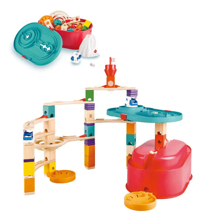 Quadrilla Stack Track Bucket Set Wooden Marble Run Blocks