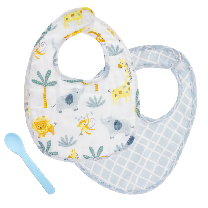 Muslin Bib Set and Spoon