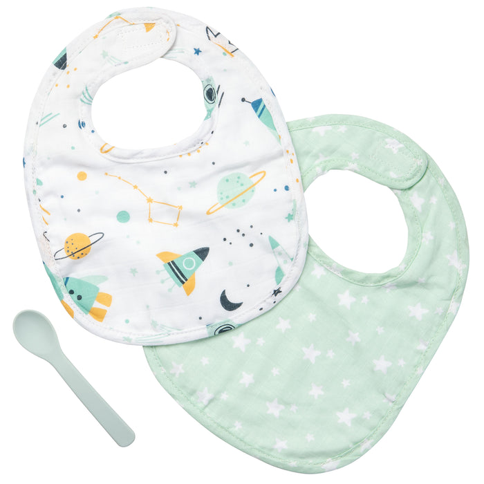 Muslin Bib Set and Spoon