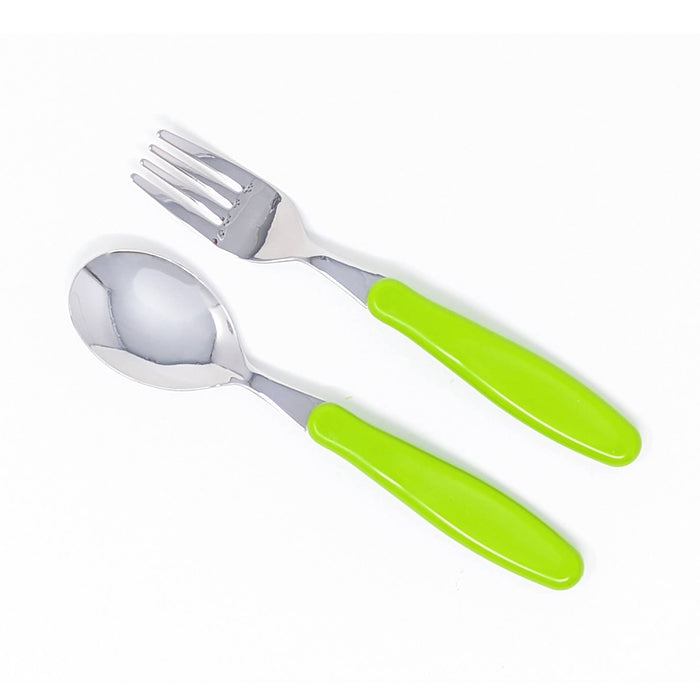 EZ Grip Stainless Toddler Kids Spoon and Fork Set w/ Case