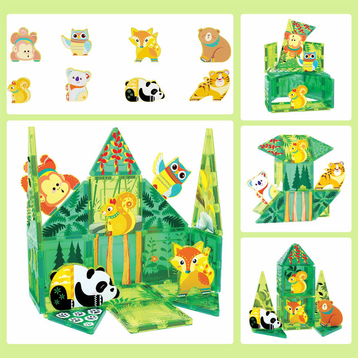 PicassoTiles 26 Piece Forest Animal Magnet Tile Set