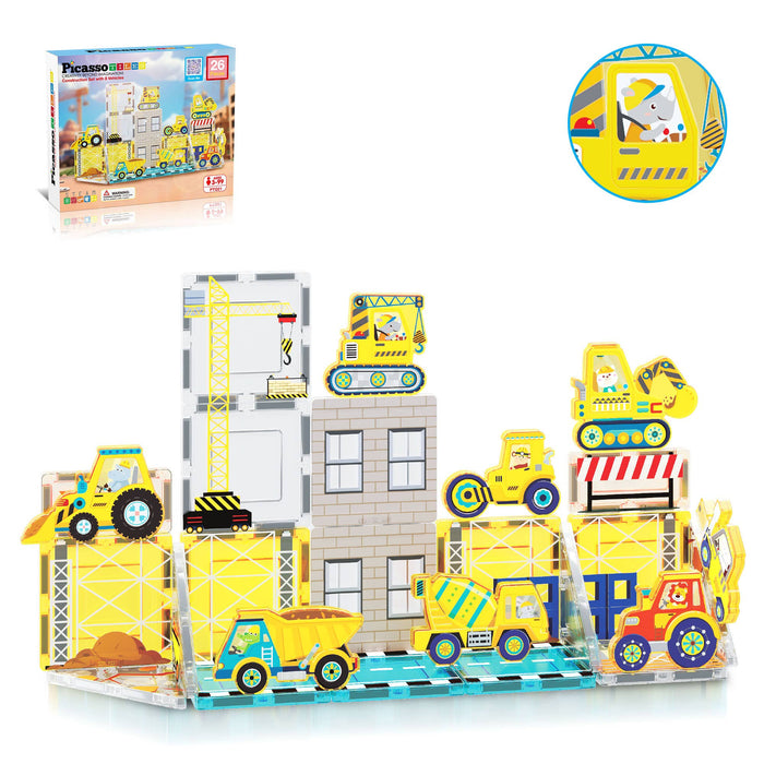 PicassoTiles 26pc Magnetic Build Tiles Playset