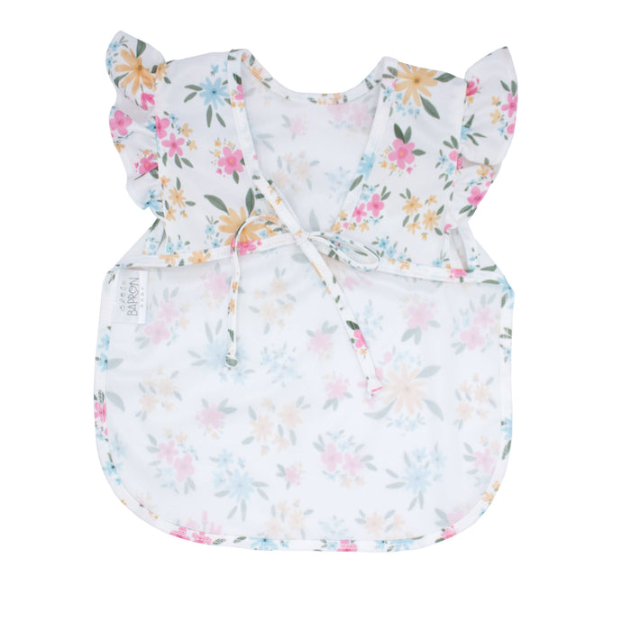 Bapron Bib - Pastel Floral (6m-3T) Flutter Sleeves