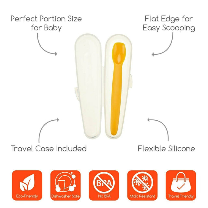 EZ Scoop Silicone Baby Feeding Spoon with Carrying Case