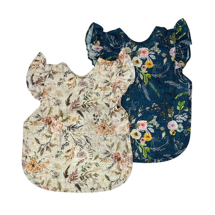 Bapron Bib - Boho Floral (6m-3T) Flutter Sleeves