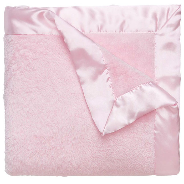 Satin Trim Fleece Blanket- Pink