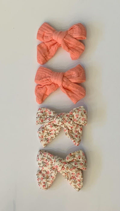 Tied Muslin Hair Bow Clip (4pk)