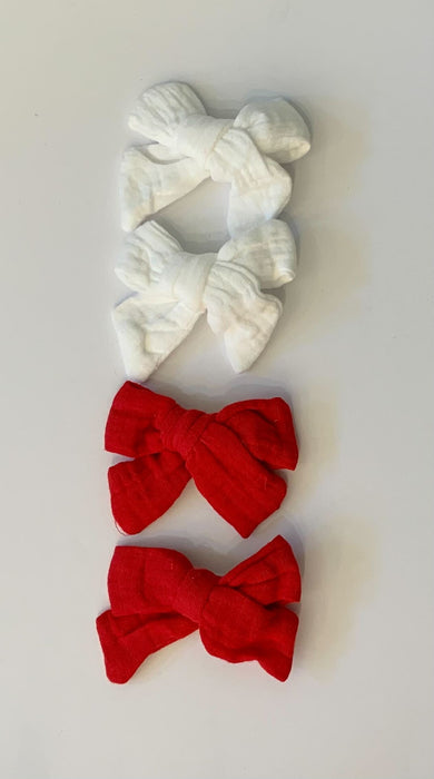 Tied Muslin Hair Bow Clip (4pk)