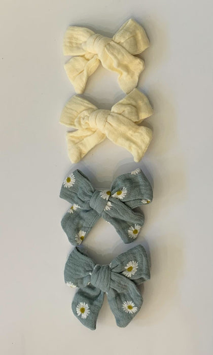 Tied Muslin Hair Bow Clip (4pk)