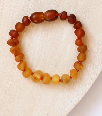 Raw Baltic Amber + Sunflower Bracelet 5"