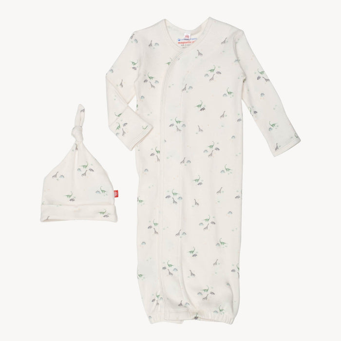 Tiny Diny Organic Cotton Magnetic Gown + Hat NB- 3 Months