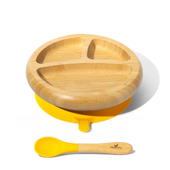 Bamboo & Silicone Baby Divided Suction Plate & Spoon