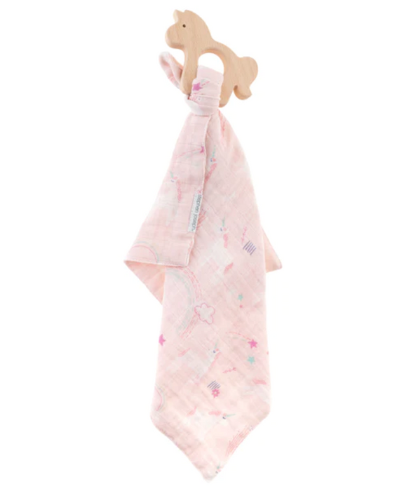 Muslin Lovie with Wooden Teether