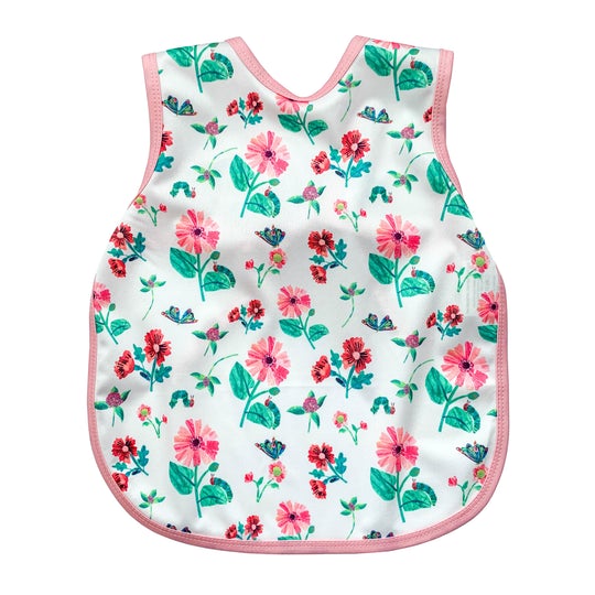 Bapron Bib - Pink Floral Caterpillar (6m-3T)