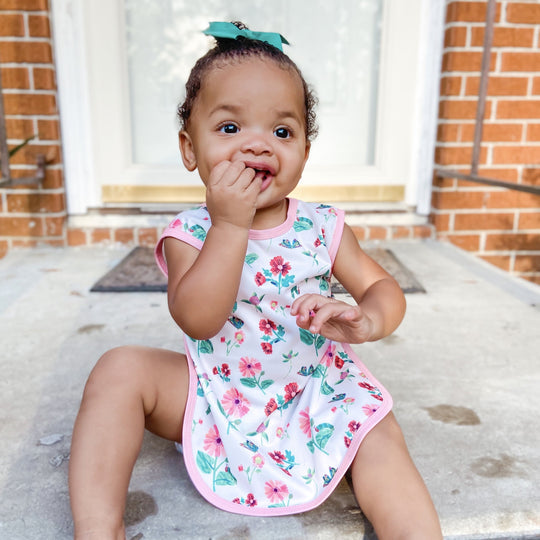 Bapron Bib - Pink Floral Caterpillar (6m-3T)