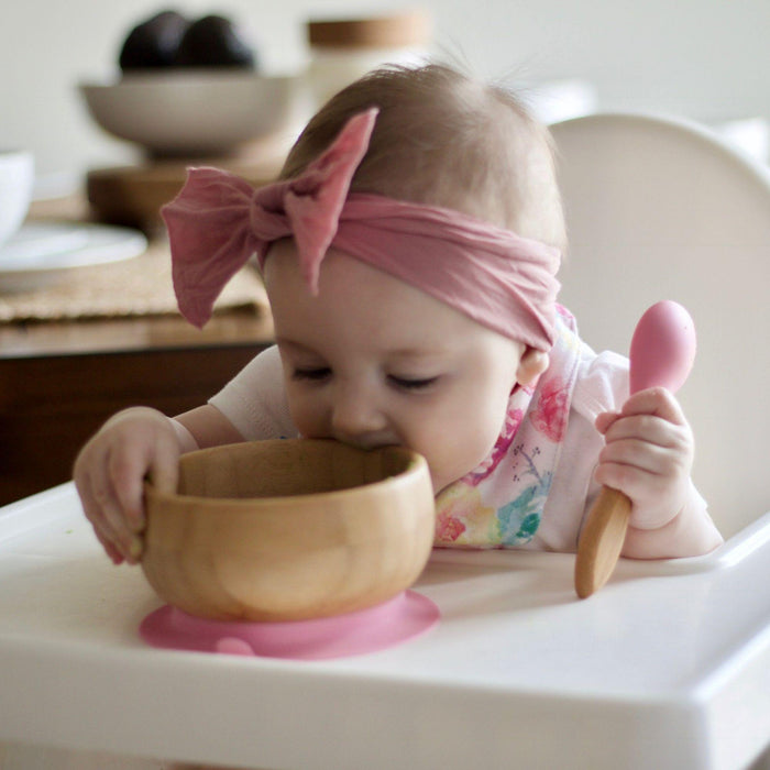 Bamboo Stay Put Suction Bowl + Spoon