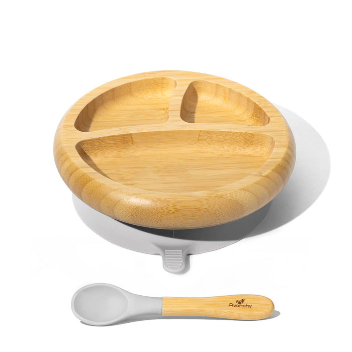 Bamboo & Silicone Baby Divided Suction Plate & Spoon